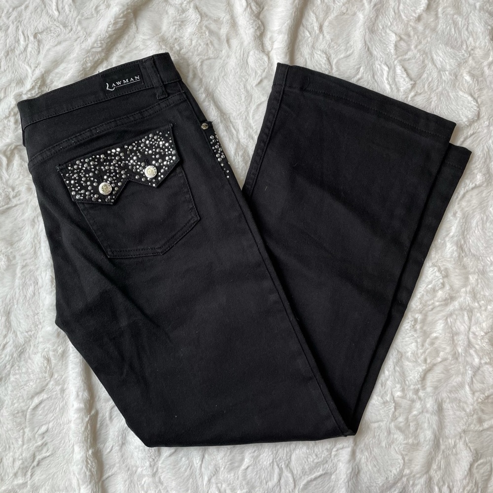 Lawman Boot Gem Embellished Black Jeans - Women’s 33